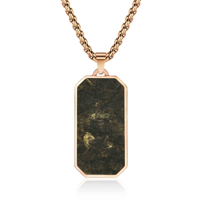 Anniversary Men Forged Carbon Fiber Pendant Gold and Green Prayer Choker