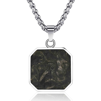 Custom Square Cross Bible Verse Necklace Forged Carbon Fiber Metal Necklace For Men