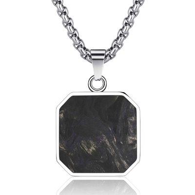 Religious Forged Carbon Fiber Pendant Square Bible Verse Christian Cross Necklace For Men
