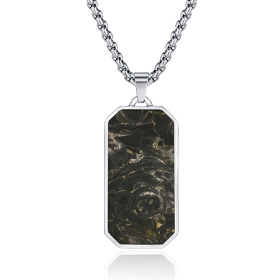 Fashionable Forged Carbon Fiber Pendant Men's Forged Carbon Fiber Chain Necklace Customized