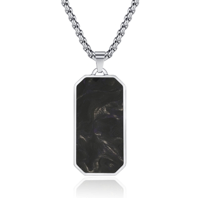 Men's Forged Carbon Fiber Necklace Jewelry 21 - 24 Inch Anniversary Gift Pendant