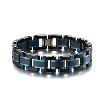 Stainless Steel And Carton Fiber Bracelet Coffee Wood Beaded Men's Jewelry Bracelet