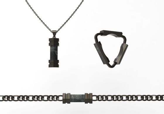 좋은 가격 남성 삼각형 반지 및 Pendants 세트 체인 탄소 섬유 보석 온라인으로