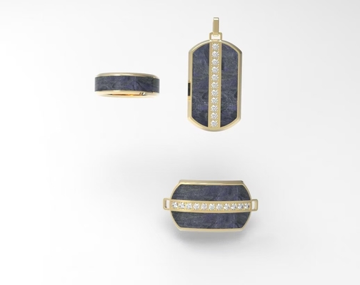 3pcs Carbon Fiber Jewelry Set With Rings,pendants And Bracelets For Men And Women