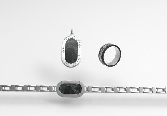 Good price Silver Stainless Steel Carbon Fiber Jewelry Trio, customizable with personalized engravings, is a versatile unisex Fashion Accessories online