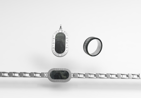 Silver Stainless Steel Carbon Fiber Jewelry Trio Unisex Fashion Accessories