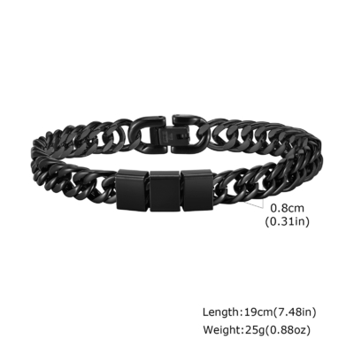 Stocked 19cm and 23 cm Black Stainless Steel Bracelet Men's bracelets with fast shipment
