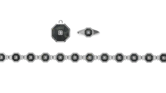 Stylish Carbon Fiber Encrusted Zircon Fashion Jewelry Set Lightweight and Unique Pattern