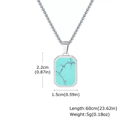 Silver Turquoise and Zircon Pendant Jewelry with Stainless Steel Material