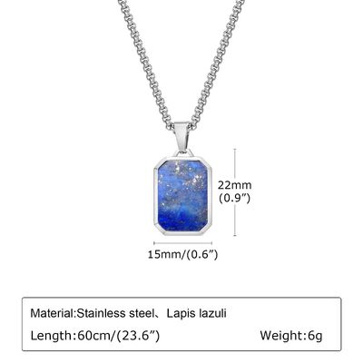 ราคาดี สไตล์ Lapis Lazuli และสแตนเลสสแตนเลส Pendant สําหรับงานแต่ง Unisex ออนไลน์