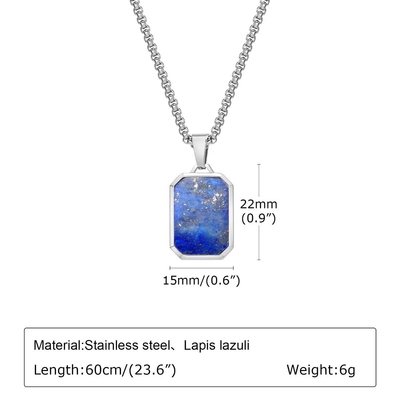 Stylish Lapis Lazuli and Stainless Steel Pendant for Unisex Wedding Occasion