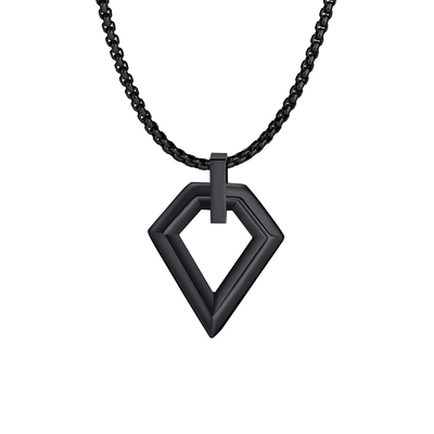 Stylish Plated Black Diamond Shaped Stainless Steel Pendant For Men