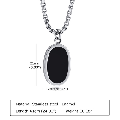 Stainless Steel Link Chain Pendant for Men Simple Oval Design