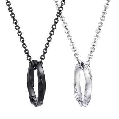 Elegant Fashion Style Silver Stainless Steel Round Pendant Necklace with Roman Numerals