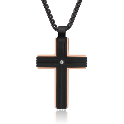 Cross Necklace for Men, Stainless Steel Pendant Chain Jewelry Christmas Stocking Stuffers Christian Baptism Birthday Gifts