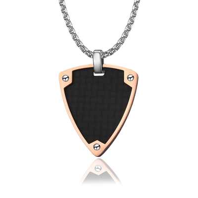 Unique Design Men's Necklaces with Special Shape Rose Gold Edge Stainless Steel Blank Diamond Pendants