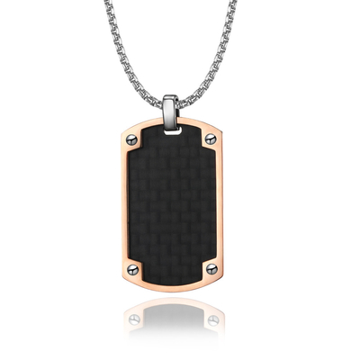 Rose Gold and Black Stainless Steel and Carbon Fiber Pendants Necklaces with Mould Making And Making Service