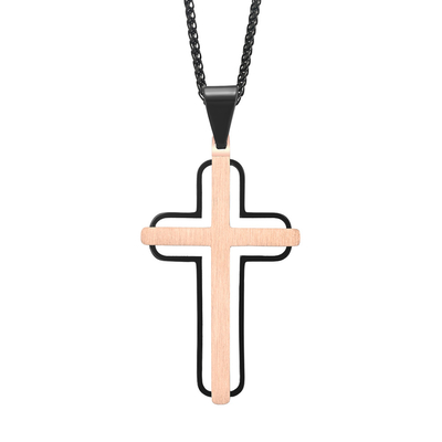 Blue and Rose Gold Metal Prayer Choker for Men Stainless Steel Link Chain Necklaces Fine Jewelry Anniversary Occasion
