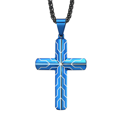 Men's and Women's Stainless Steel Cross Necklace with Lord's Prayer Pendant 2 Color Variations