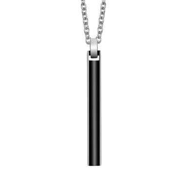 Long Dagger Pencil Pendant Necklace for Men Black Stainless Steel Cross Necklace