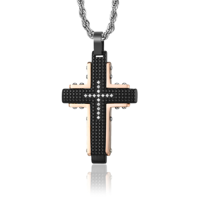 Bon prix 316L Collier de croix en acier inoxydable Collier de 1 couleur Jésus-Christ Collier de croix pour hommes en ligne