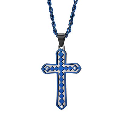 In Stock Stainless Steel Mens Womens Cross Necklace Lord's Prayer Pendant 3 Colors Available