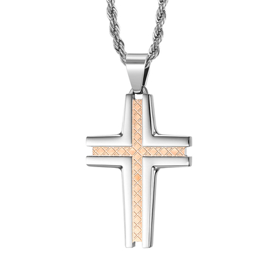 Special Design Cross Pendant Necklace for Men's Stainless Steel Christian Jewelry