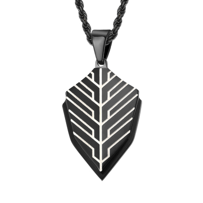 Anniversary Occasion Men's Leaf Shape Necklace Stainless Steel and Blue Plated Design
