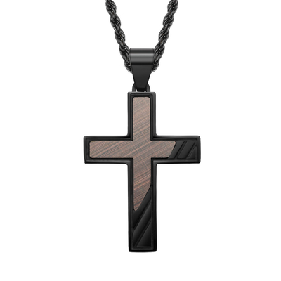 Stainless Steel Cross Pendant Necklace Men's Christian Jewelry for Anniversary Occasion