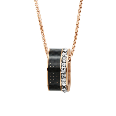 Unique Design Band Shape Carbon Fiber and Stainless Steel Pendants Necklaces for Men's Jewelry