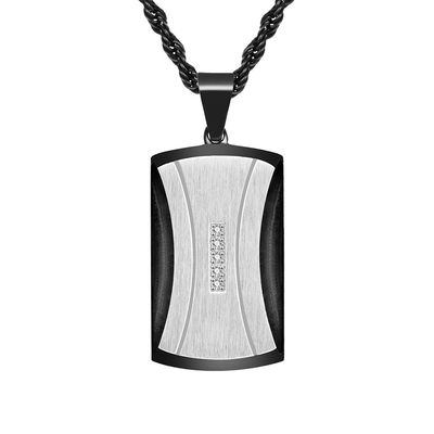 Mould Making Stainless Steel Square Pendant Necklace for Men Christian Pendant With Blue Inlay Chain Necklace