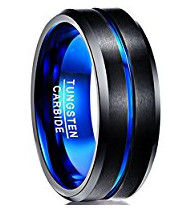 8mm Tungsten Carbide Men's Wedding Band Vacuum Plated Black Inlay for Fashionable Design and Mould Making Service