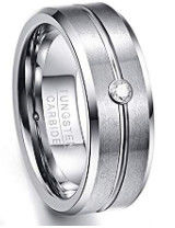 Modern Style 6MM/8MM Zirconium Stone and Polished Tungsten Steel Carbide Wedding Engagement Rings for Men Fashion Jewelry