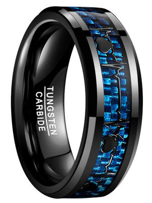 ECG Pattern Tungsten Carbide Wedding Engagement Rings for Men Fashion Jewelry