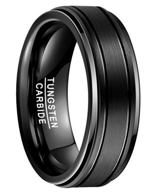 Black Wheel Shape Men's Wedding Ring Gold Tungsten Carbide Tungsten Steel Ring