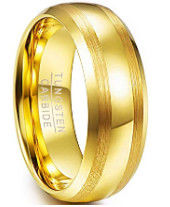 Elegant Tungsten Carbide Ring for Men Luxury Gold Polished Wedding Band