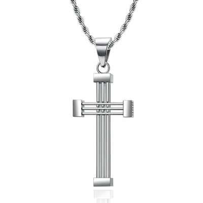 Stainless Steel Gold Plated Cross Necklace for Men Simple Design Christian Religious Custom Logo Pendant