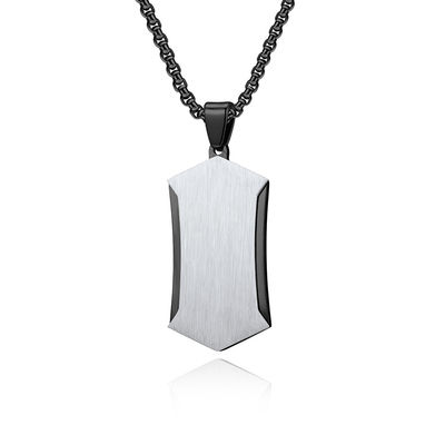Stainless Steel Cross Pendant Necklace Christian Jewelry Satin Square Religious Cross Engraved Necklace For Men