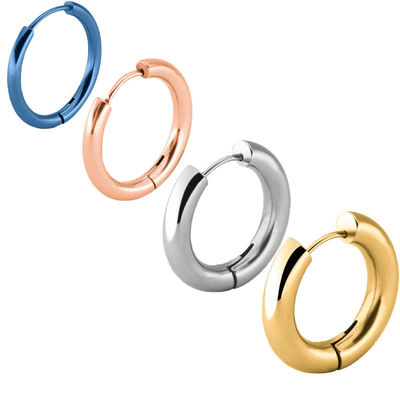 Third Party Appraisal Punk Round Stainless Steel Thick Wire Hoop Earrings Anti-Allergic Ear Plugs for European and American