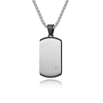 Satin Square Religious Cross Engraved Necklace for Men Stainless Steel Cross Pendant Men's Cross Necklace Christian Jewelry