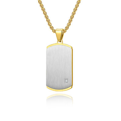 Satin Square Religious Cross Engraved Necklace for Men Stainless Steel Cross Pendant Men's Cross Necklace Christian Jewelry