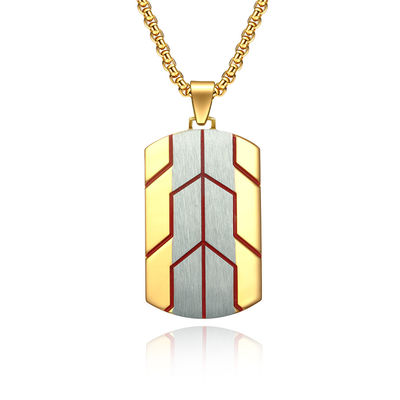 High Quality Stainless Steel Dog Tag Pendant Necklace Jewelry Black Square Pendant Necklace for Men