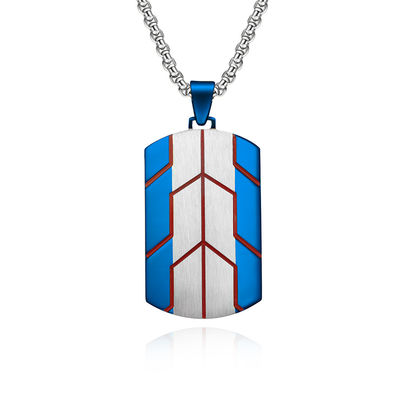 High Quality Stainless Steel Dog Tag Pendant Necklace Jewelry Black Square Pendant Necklace for Men