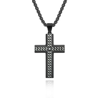 Custom Logo Cross Pendant Necklace in Stainless Steel Gold Plated for Christian Religious Jewelry