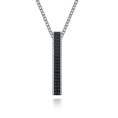 Harga yang bagus Black stainless steel dan Carbon Fiber Bar Necklace Diamond Christian Religious Pendant on line