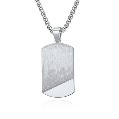 Satin and Polished Square Religious Necklace Men's Cross Stainless Steel Christian Jewelry for Anniversary Occasion