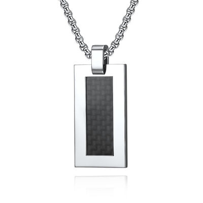 Buen precio Acero inoxidable y fibra de carbono Cuadrado Cruz Religiosa Colgante Collar para Hombres, Joyería Cristiana de Acero Inoxidable en línea