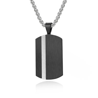Satin and Polished Square Religious Necklace Men's Cross Stainless Steel Christian Jewelry for Anniversary Occasion