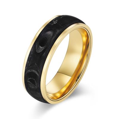 2025 New Arrival Plated Gold and Rose Gold Forged Carbon Fiber Wedding Bands Mens bands