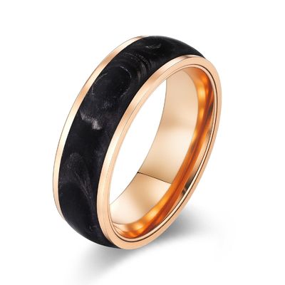 2025 New Arrival Plated Gold and Rose Gold Forged Carbon Fiber Wedding Bands Mens bands